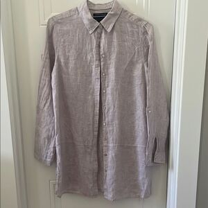 Tahari Essentials 100% Linen Button-Up Tunic Top